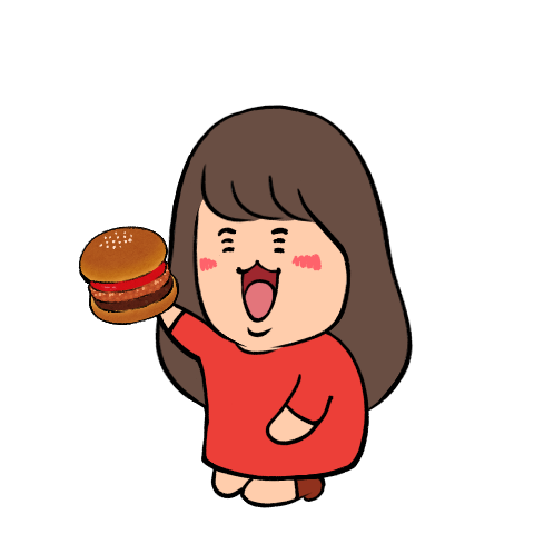 ハンバーガーを持つイラスト