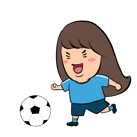 サッカーボールを蹴るイラスト(ドリブル）